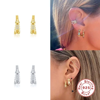 

ROMAD Real 100% 925 Sterling Silver Punk Hip-Hop For Women/Men Hoop Earrings Silver Gold Jewelry Aretes De Mujer earrings