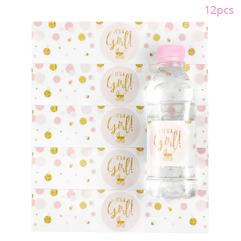 Пол раскрывает Baby Shower мальчик или девочка бумажная фоторамка Фото будка Babyshower фото реквизит крестины 1 день рождения украшения - Цвет: 12pcs bottle sticker