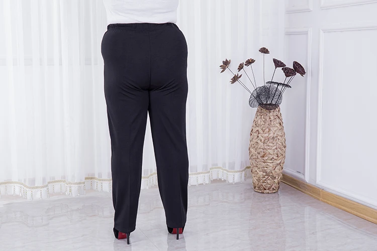 Капри, женские штаны, большие размеры 2XL-7XL, черные шаровары, прямые штаны с высокой талией, узкие рабочие брюки для женщин среднего возраста J556