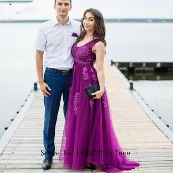 

Grape Purple Aline Evening Dresses Prom V Neck Pleat Beads Sexy Backless Vestidos De Fiesta De Noche Robe De Soiree Plus Size