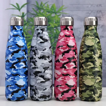 

Camouflage Portable Sports Water Bottle 500ML Stainless Steel Thermos BPA Free Vacuum Insulated Cola Cup For Coffee Tea Flask