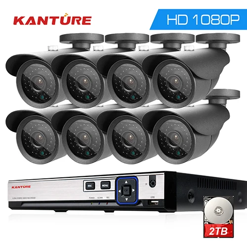 8 Bullet Camera KANTURE 8Ch hdmi 1080p DVR комплект видеонаблюдения 8 шт. 1080p AHD 2MP водонепроницаемая IP66 домашняя камера безопасности 8CH система видеонаблюдения - Цвет: 8 Bullet Camera