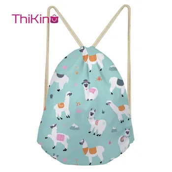 

Thikin Cartoon Alpaca Casual Sack Drawstring Bag for Women Travel Backpack Toddler Softback Lady Beach Mochila DrawString Bag