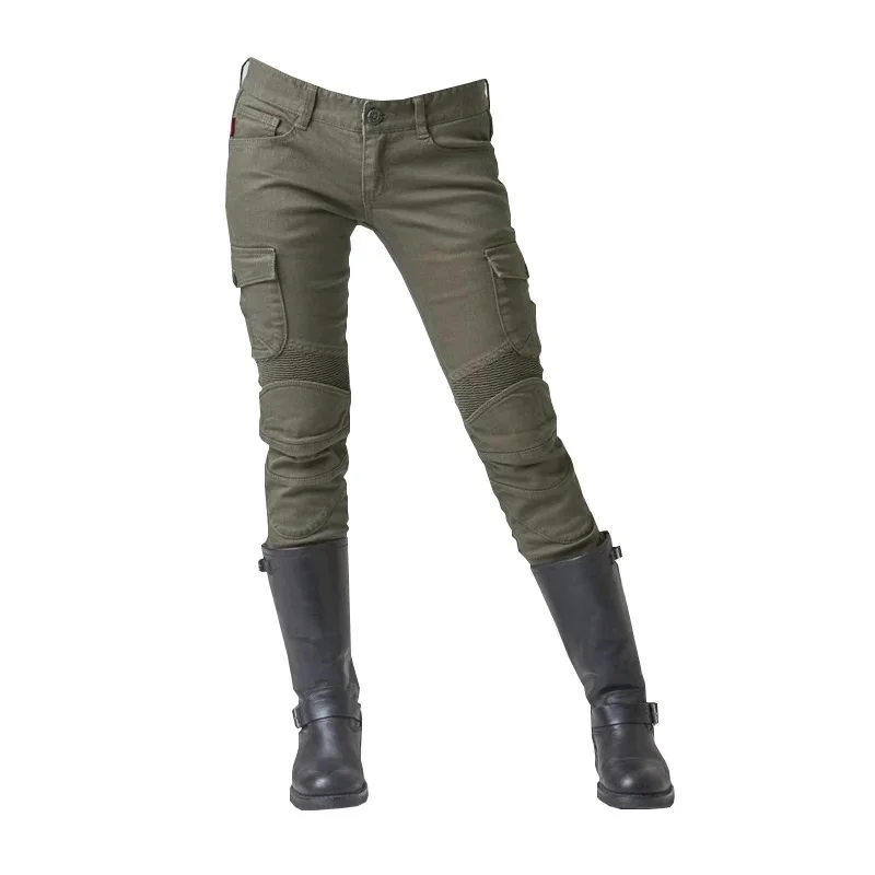 Новинка, брюки uglyBROS, джинсы для мотоцикла, джинсы для езды на мотоцикле, черные штаны, четыре комплекта, защитное снаряжение - Цвет: Female ArmyGreen