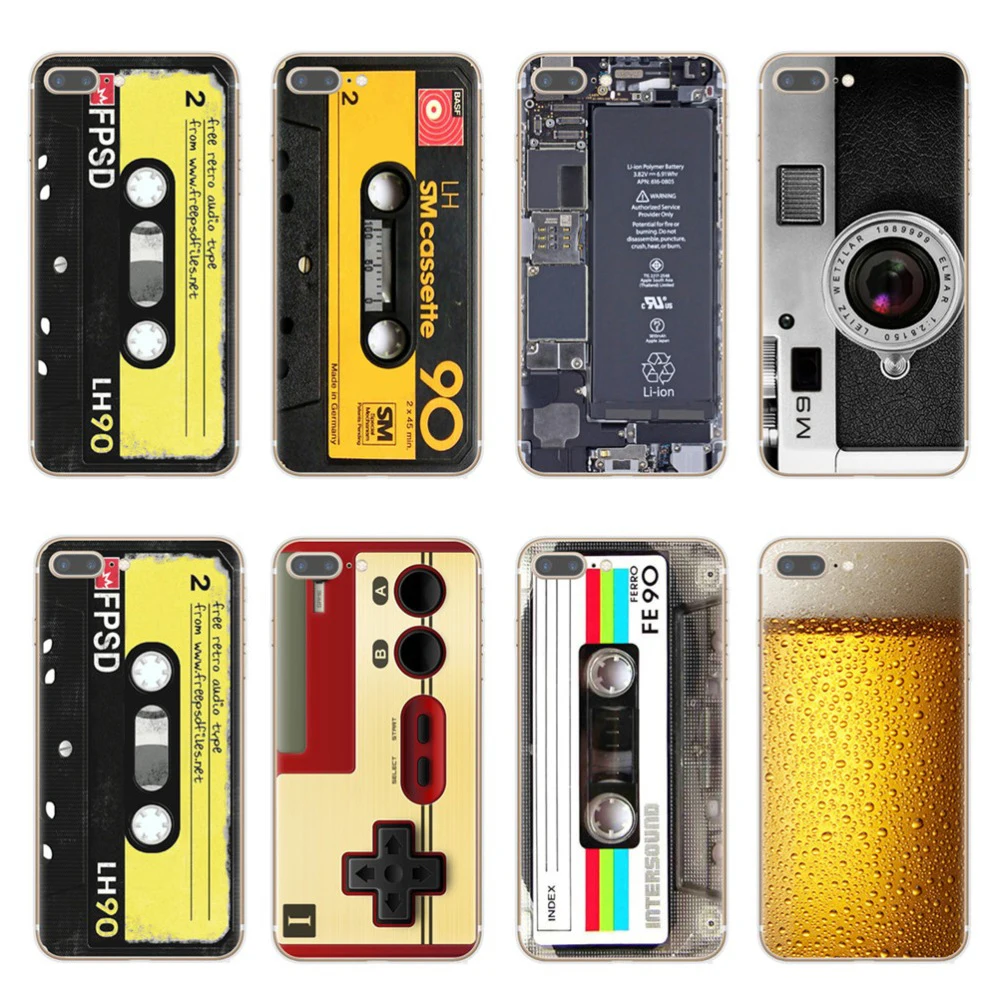 Vintage Tape Camera Soft TPU Case for iPhone 7 8 Plus X XR XS Max 6 6S 5S SE Gameboy Phone Battery Clear Silicone Cover |