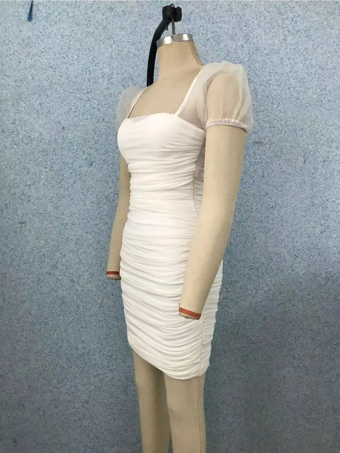 Облегающее Бандажное платье Для женщин Vestidos Verano 2019 летние с квадратным воротником и рукавами-Соблазнительные, элитные, выходные платья