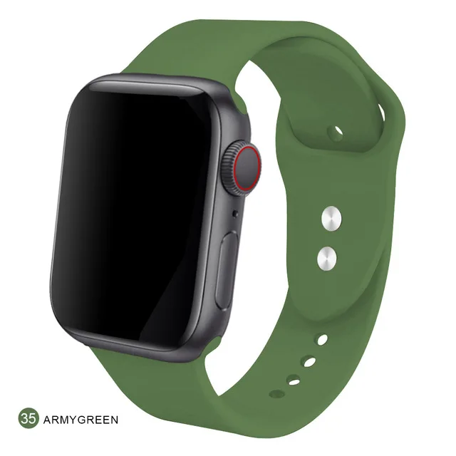 Мягкий силиконовый спортивный ремешок для 38 мм Apple Watch Series 3 4 5 42 мм сменный ремешок на запястье для iWatch Sports Edition 40 мм - Цвет ремешка: army green