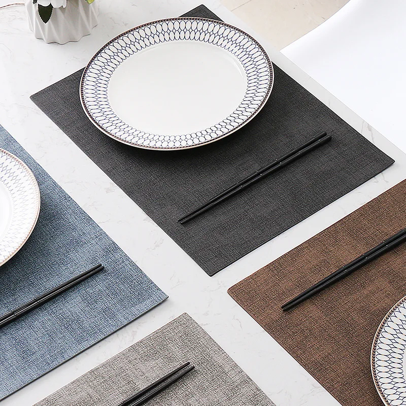 US $24.63 46pcs Waterproof HighEnd Leather Placemat Oil Proof Heat Insulation Cloth Pattern Imitation Dining Table Decor Leather Mats