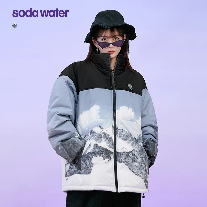 Женская зимняя куртка SODAWATER на хлопковой подкладке с принтом в виде ледяной горы