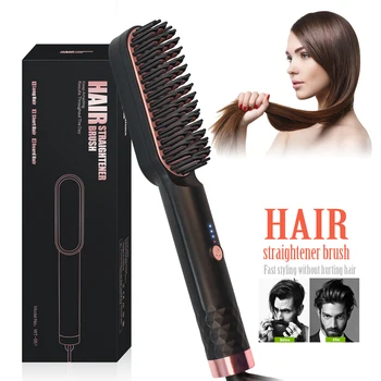 

Professional Hair Straightener Brush Men Beard Comb Heated Brushes Hair Styler Comb For Beard Brush Styling Tools Hot Air Brush