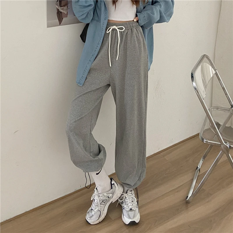 

Wide-Leg Pants Ladies Chic Summer And Autumn Fitness Sports All-Match Trousers Soft High Waist Retro Women'S Pants
