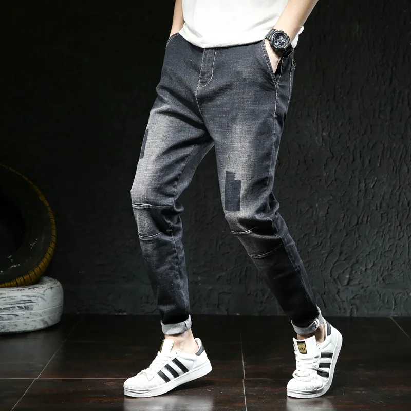 

Spring Ultra-stretch Harem Jeans Men's Loose-Fit Legs Skinny Plus-sized Fat Elastic Pants Fashion