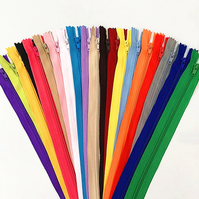 10pcs 10-60cm (4inch-24 Inch) Nylon Coil Zippers Tailor Sewer Craft Crafter's  (20 colors) Mix