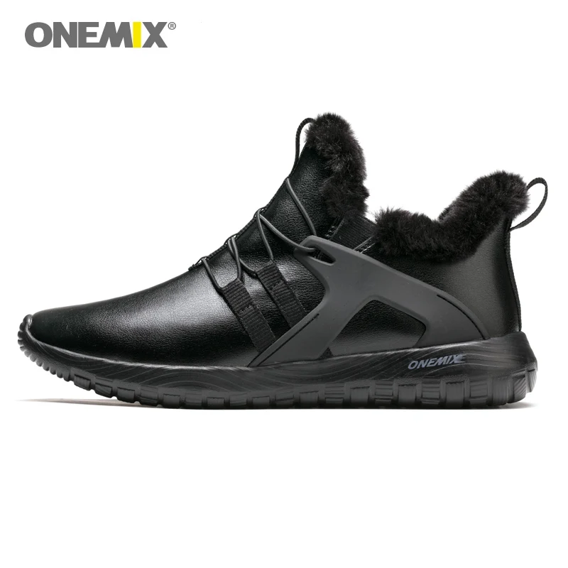 

ONEMIX 2019 Winter Shoes For Men Ankle Boot Outdoor Jogging Sneaker Soft Waterproof Leather Warm Men Snow Boots Walking Shoes