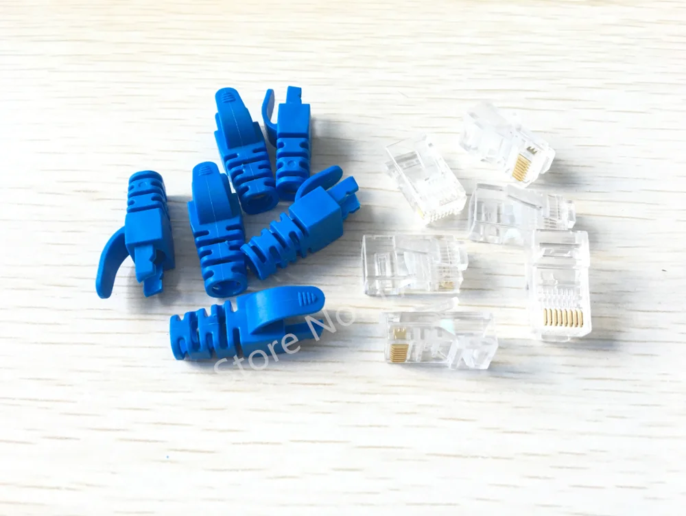 50 комплектов RJ45 Cat5 Cat5e Модульный сетевой разъем w Blue Cap сапоги|boots boots|boots bluet5 connector |