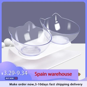 Non-slip двойной кошка миска для домашних животных с рельефными стенд Еда и поилки для собак для кошек и собак кормушка для домашних животных продукт собачья миска для склада - изображение