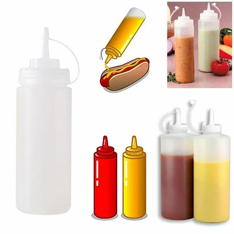 1pc 240ml Plastic Sauce Bottle Squeeze Pot Squeeze Pot Chocolate Sauce Bottle Jam Tomato Salad Bottle Squeeze Bottle