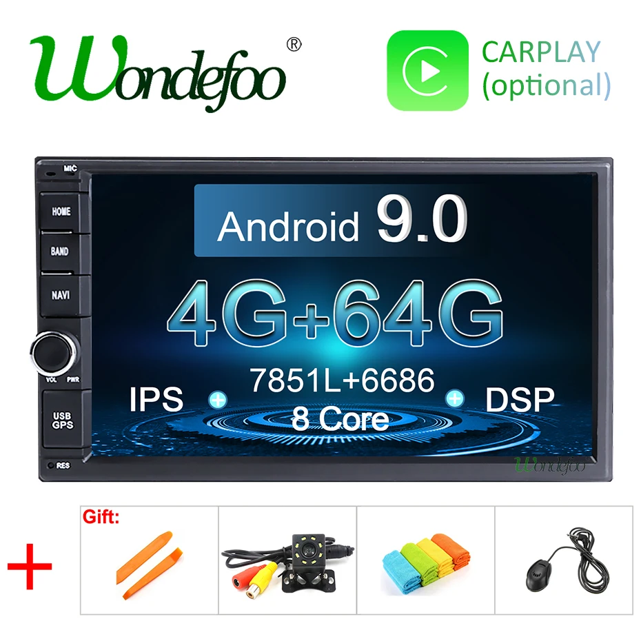 

4G 64G Android 9.0 IPS DSP Car Radio GPS 2 DIN Universal 8 CORE GPS Stereo Navigation Multimedia Head Unit no DVD PLAYER