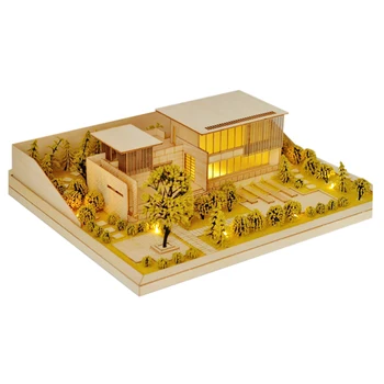 

Surwish DIY Villa Model Kit Sand Table Architecture Assembly House Wooden Model Building Kits With Light 2019 New Arrival