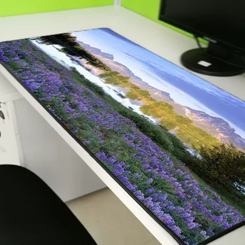 

Yuzuoan Purple Flower Sea Lock Mousepad Non-slip Washable Keyboard Mouse Pad Home Desktop Computer Office Laptop Pad Large Size
