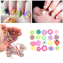 1000 шт/1 сумка 3D Полимерная глина крошечные фимо Фрукты украшения для ногтей художественные украшения колеса для ногтей DIY дизайн колеса