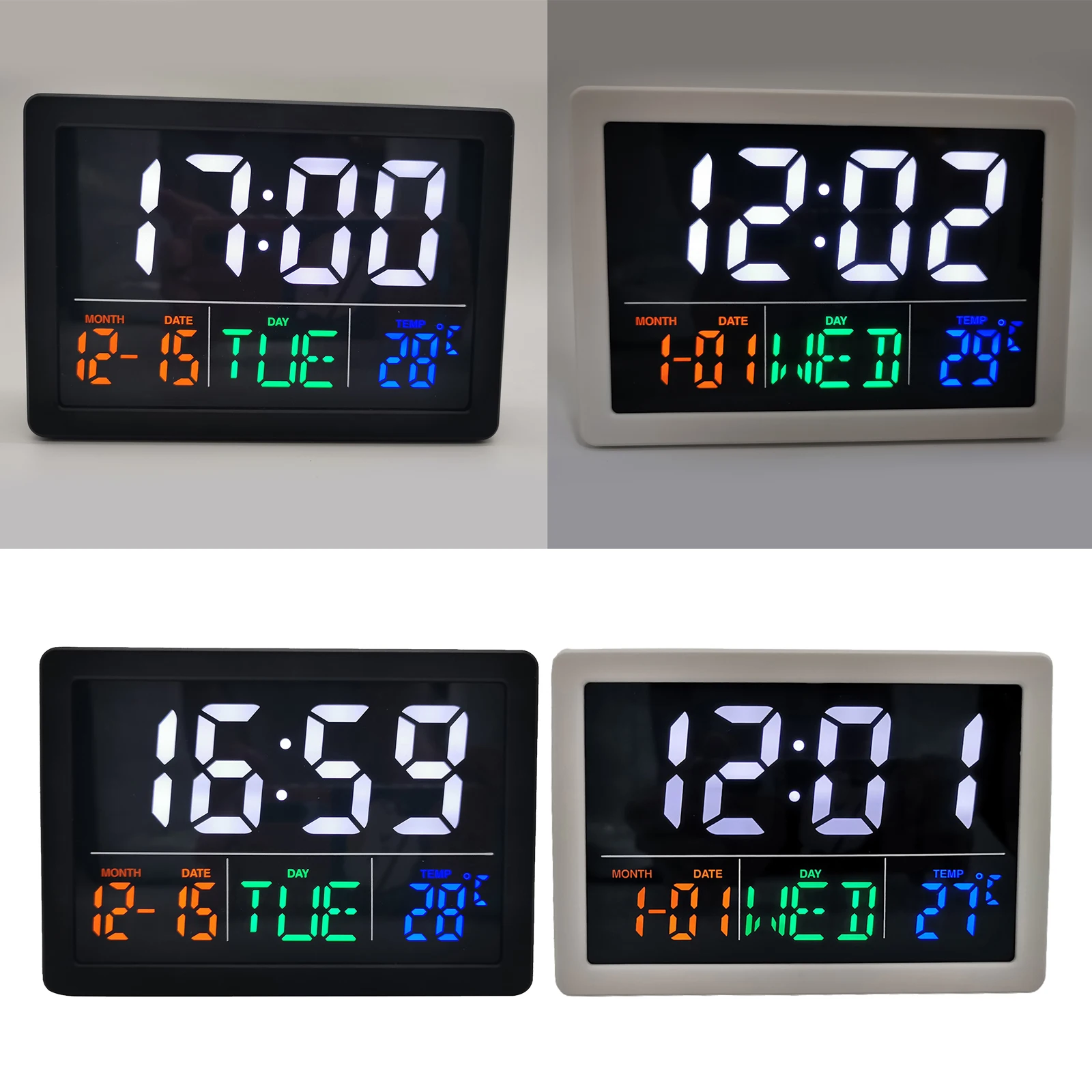 Digital Alarm Clock Time Temperature Date Humidity Display Bedside Clock -10～+50℃ Range Study Decors Gift for Family