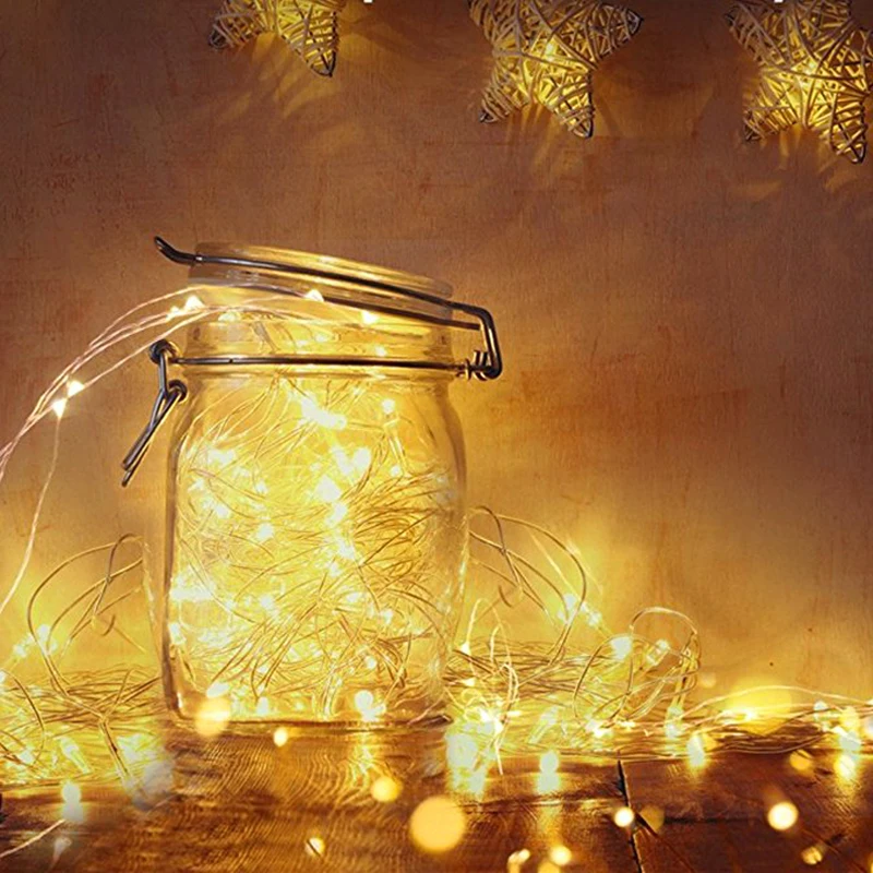 2M 5M 10M Copper LED Night Lights RGB Bedside Table Home Decor Fairy String Light Battery Powered Garland Lamp For Wedding Party (4)
