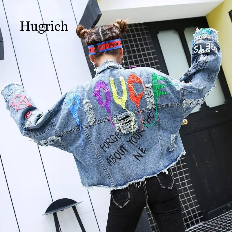 New Women's 2021 Spring Jean Jackets Women Coats Female Denim Graffiti Rivet Jacket Girl Outerwear Blue велосипед 14 graffiti premium girl сиреневый розовый уценка