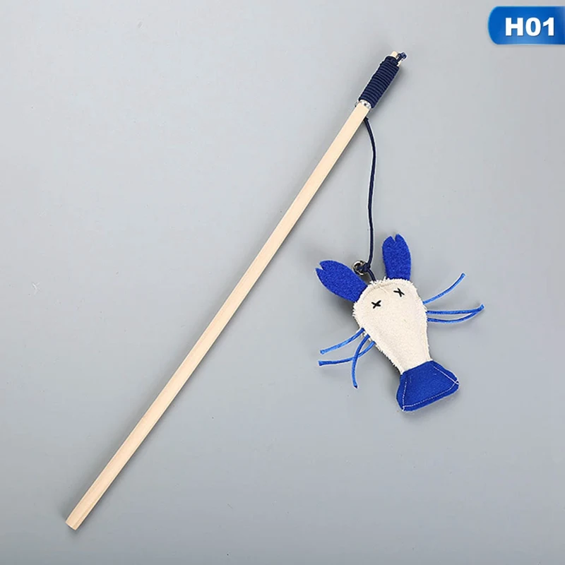 Новые креативные игрушки для кошек, деревянные палочки, милая синяя мышь, креветка, перо, кошачья Дразнилка, игрушка для кошек, домашних животных