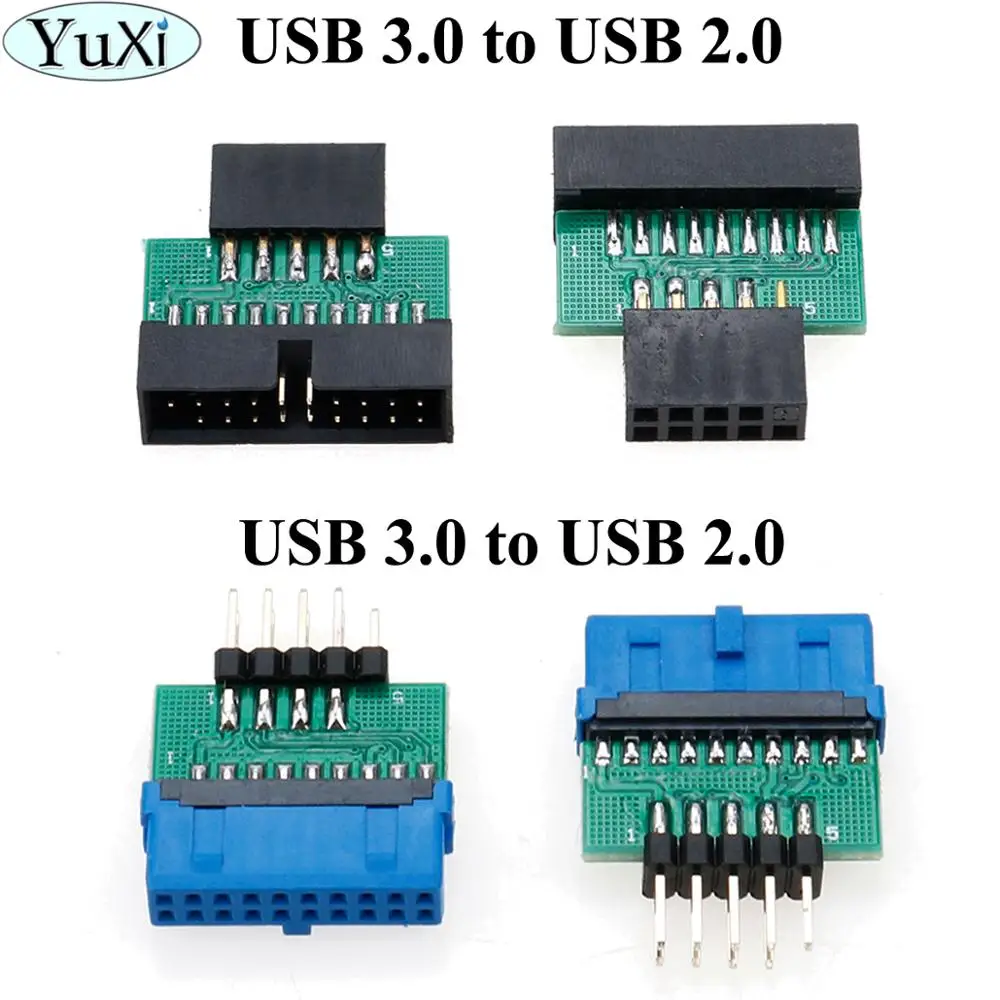 YuXi 20 шт./лот USB 3.0 19/20pin штекер-USB 9Pin гнездовой удлинитель угловой 3 0 градусов для