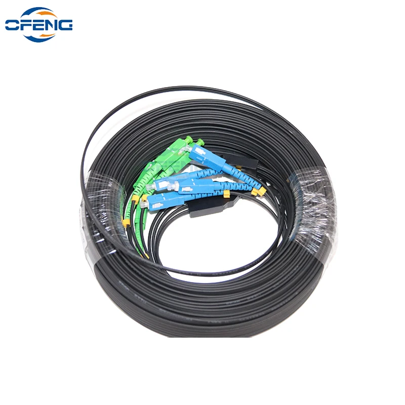 Indoor and Outdoor Fiber Optic Drop Cable, Optical Patch Cord, SM, SX, G675A1, SC LC FC ST Connectors, 3 Steel, 4 Core, 200m DIY