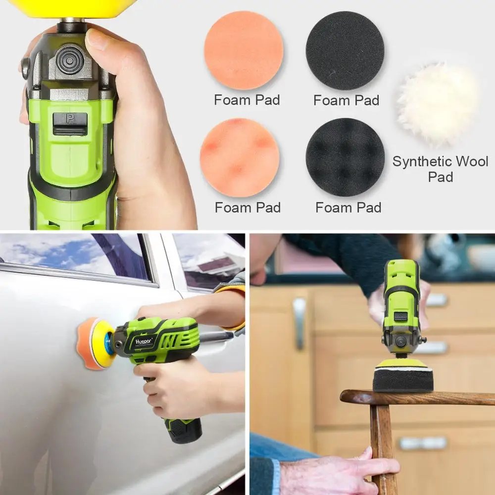 Huepar Electric Polisher Sander 3-inch Cordless Variable Speed Auto Polishing Machine Car er Waxer Floor Sanding Waxing Tool