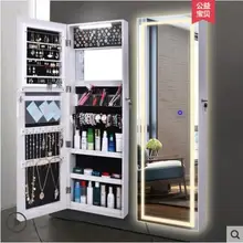 

Dress mirror female household wall mirror with lamp floor storage cabinet bedroom simple modern fitting mirror whole body