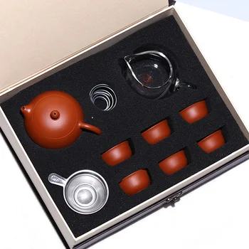 

Traditional Chinese Tea Set Purple Clay Ceramic Tea Pots Black Oolong Tea Luxury Tea Set Cup Teteras Turcas Teaware EB50CH