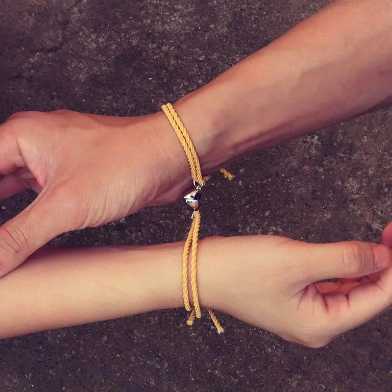 المغناطيس أساور للأزواج ، اليدوية BFF سوار ، مطاطا...
