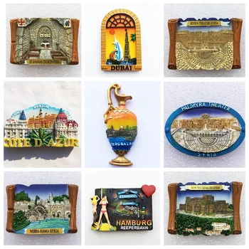 

Middle East Historic Sites Fridge Magnets Souvenir USA France Denmark 3d Resin Refrigerator Magnets Craft Collection Gifts Ideas
