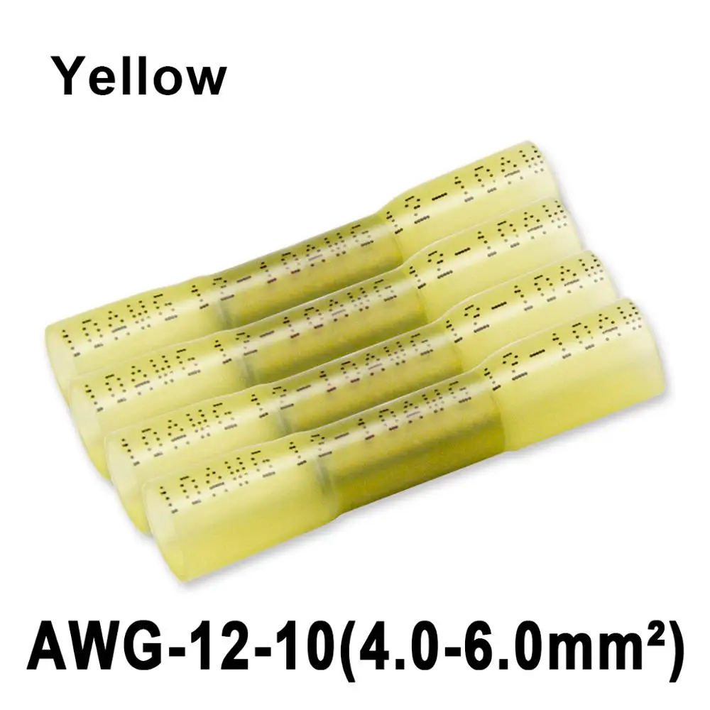 Изолированная термоусадочная муфта AWG 22-18 AWG 16-14 AWG 12-10 стыковое соединение электрические провода Разъемы Кабель обжимные клеммы - Цвет: AWG12-10