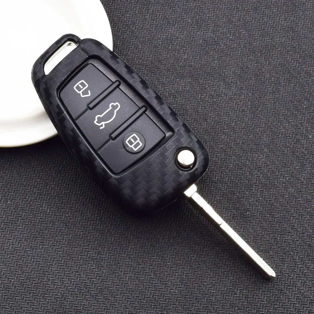 Углерода силиконовый для ключа автомобиля чехол для Audi Sline A3 A5 Q3 Q5 A6 C5 C6 A4 B6 TT 80 S6 складной пульт дистанционного управления чехол для ключа чехол сумка для ключей