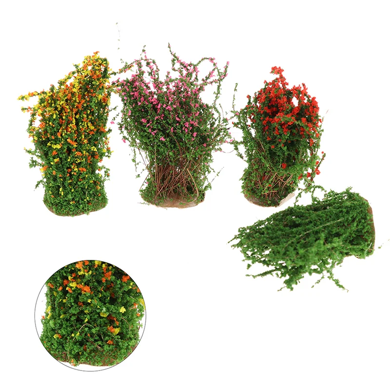 1/12 Dollhouse Miniature Multicolor Flower Bush Green Plant Flower Model Toy For Doll House Decoration