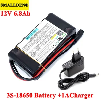 

SMALLDEN 12v 6.8 Ah 6800mAh 18650 Lithium Battery pack Rechargeable batteries BMS for Monitor emergency lights +12.6v 1A Charger