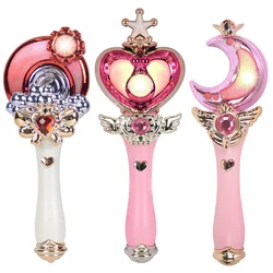 Princesa fingir varinha mágica brinquedo para crianças flash estrela coração lua vara de fadas música led luz menina aniversário presentes brinquedo