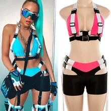 Европейский и американский танцевальный костюм DS для сцены, сексуальный костюм DJ для ночного клуба, сценический танцевальный костюм, бикини, шорты, костюм, спортивная одежда DL4701