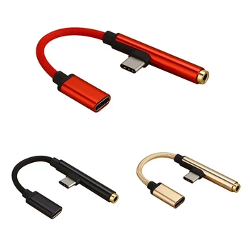 

2in1 Type-C To USB-C 3.5mm Jack Aux Earphone Cable Adapter for Huawei P20 Xiaomi