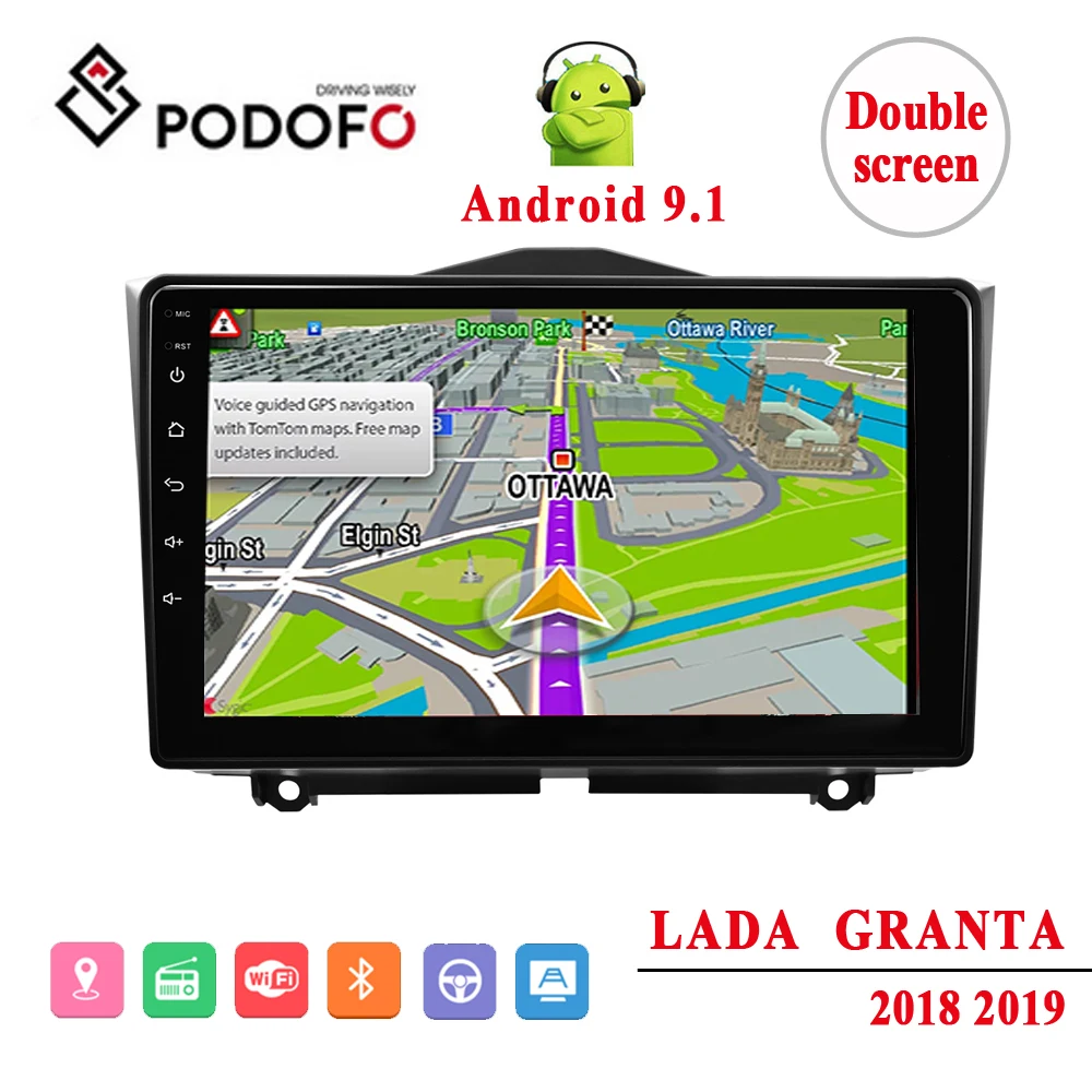 Автомобильный мультимедийный плеер Podofo с раздельным экраном Android 9 1 &quot 2 Din радио
