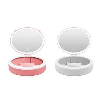 

Cosmetic Storage Box with LED Makeup Mirror Skin Care Desktop Finishing Case Dust Proof Lipstick Rack Make Up Organizer