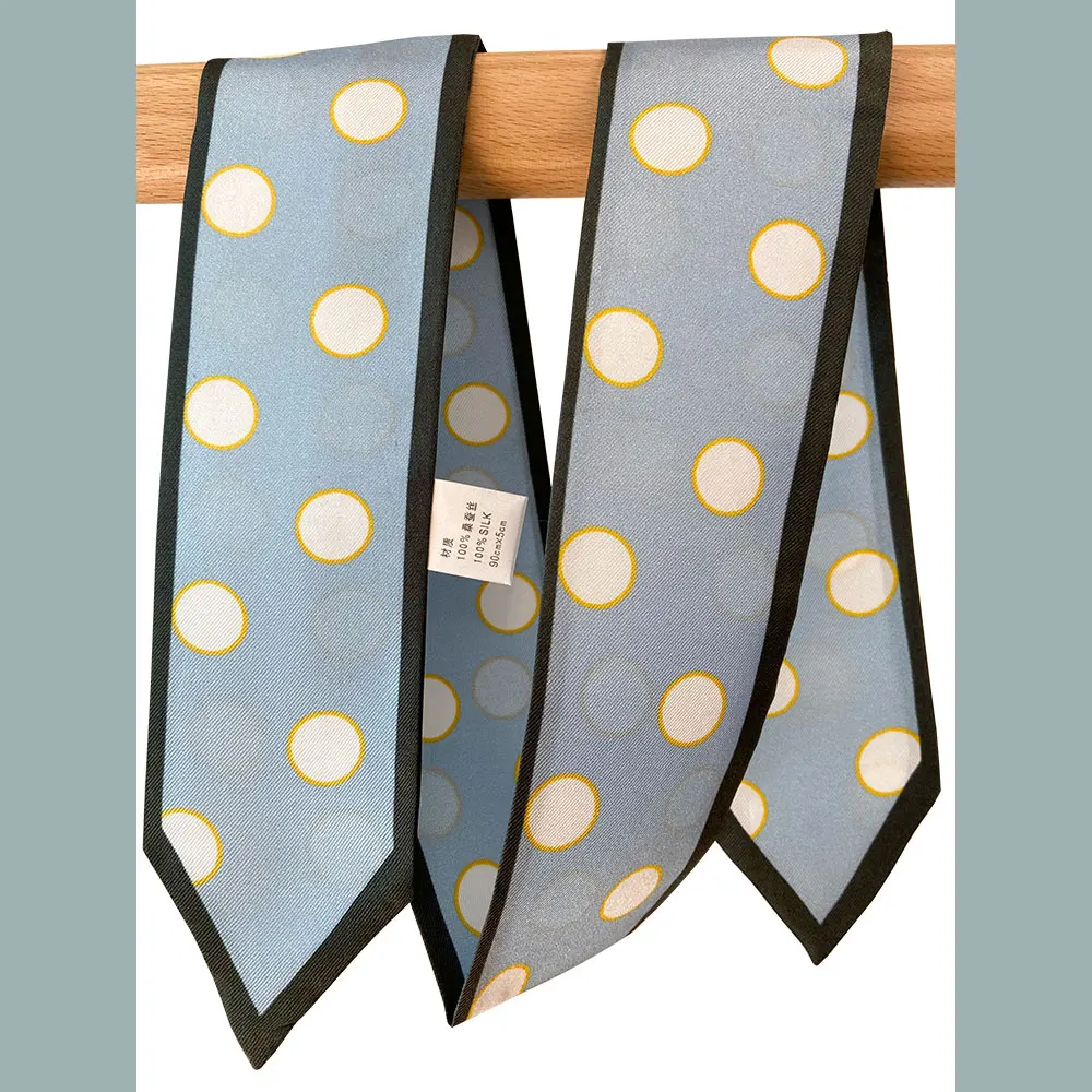 

High-quality Natural Silk Skinny Scarf Women Necktie Female Neckscarf Bag Decor Ribbon Long Narrow Neck Tie Scarves for Women