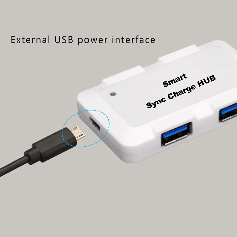4 порта USB 3,0 Супер Скоростной концентратор питание портативный тонкий Встроенный кабель расширения данных синхронизации зарядки адаптер