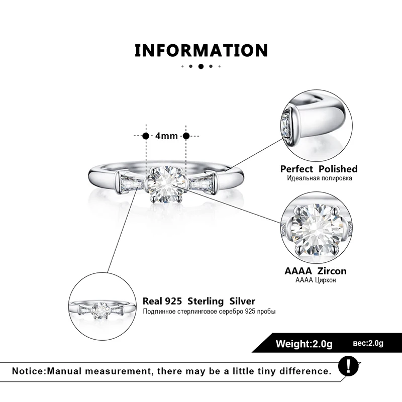 Effie queen, 925 серебряное кольцо на палец, простой дизайн, серебристый, обручальное кольцо, хорошее ювелирное изделие для женщин с АААА цирконием, ювелирное изделие, подарок BR193