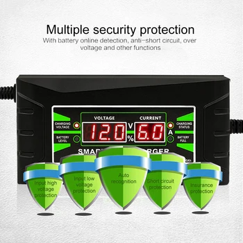 

EU/US/AU/UK Plug Three-stage Pulse Lead-acid Battery Charger Dual Display 12V6A Current Car Battery Charger 1210D Dropshipping