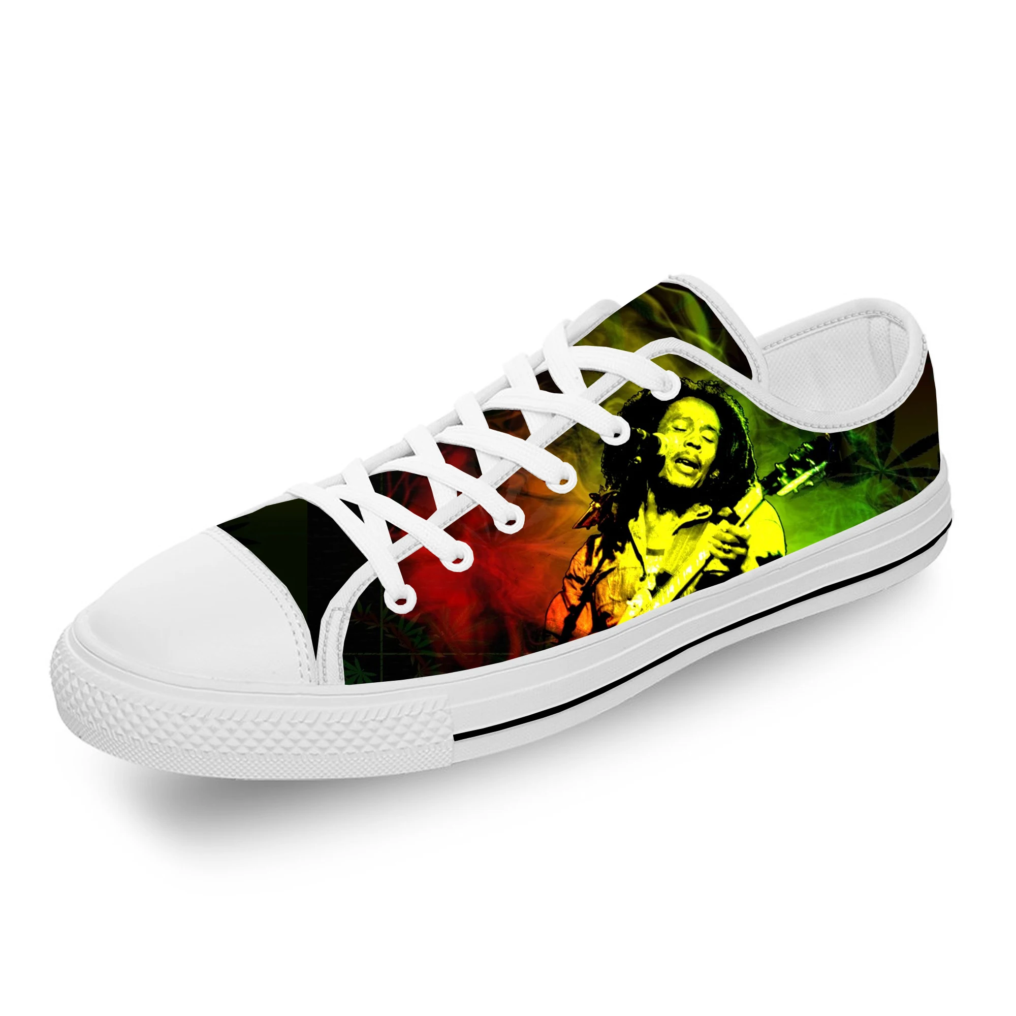Bob Marley Reggae Star Music Rock Fashion Casual Sneakers Low Top Lightweight Breathable 3D Printed Men Women Canvas Shoes 5